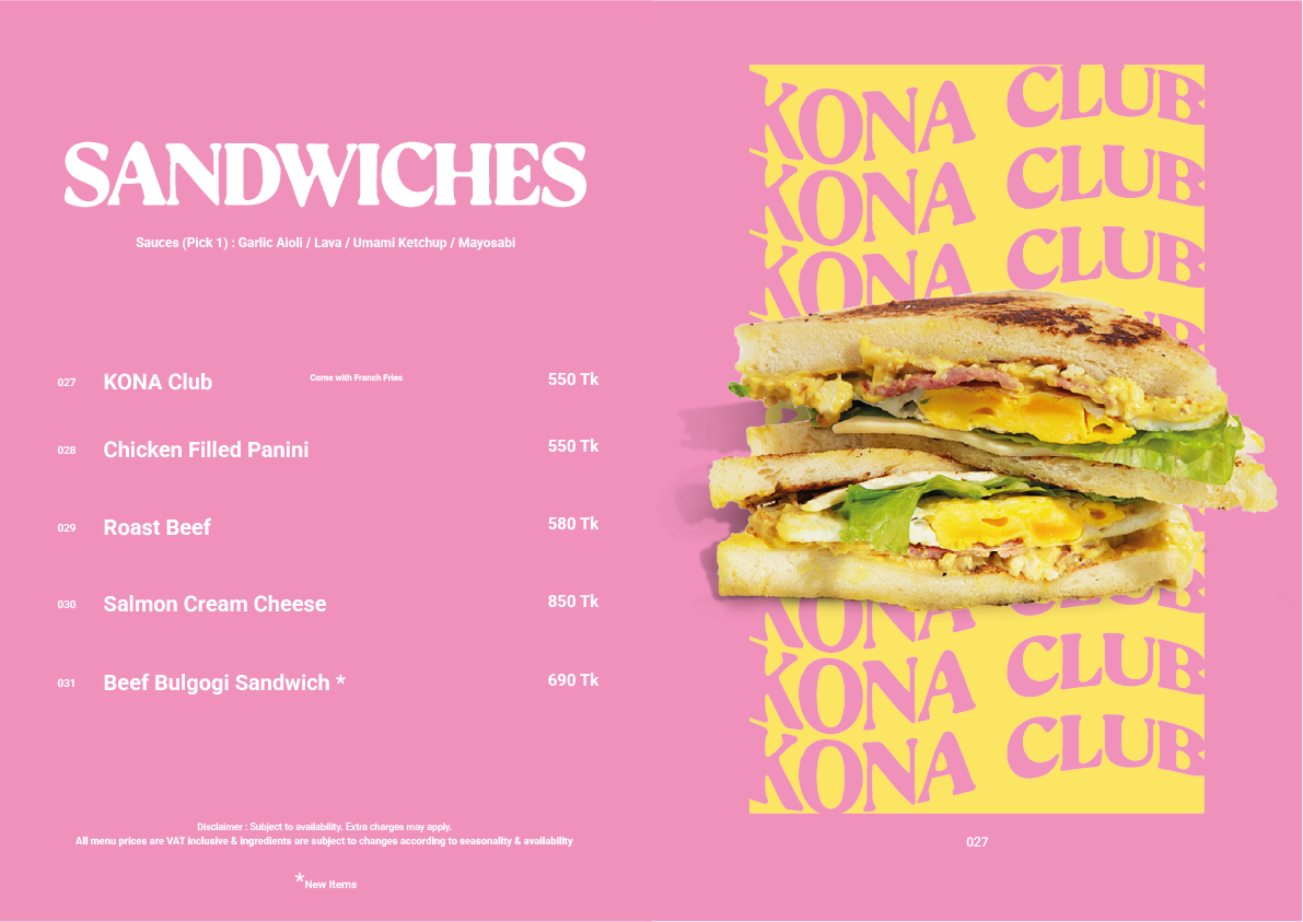 KONA Menu